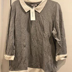 Calvin Klein Grey Collared Sweater (Size XL)
